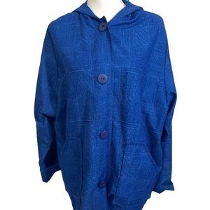 Maralyce Ferree Windbreaker Jacket Blue Hood Pockets Made in Maine